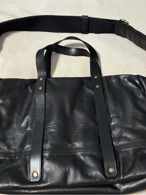 Black Leather Woman’s Laptop Bag - Classic Carryall
